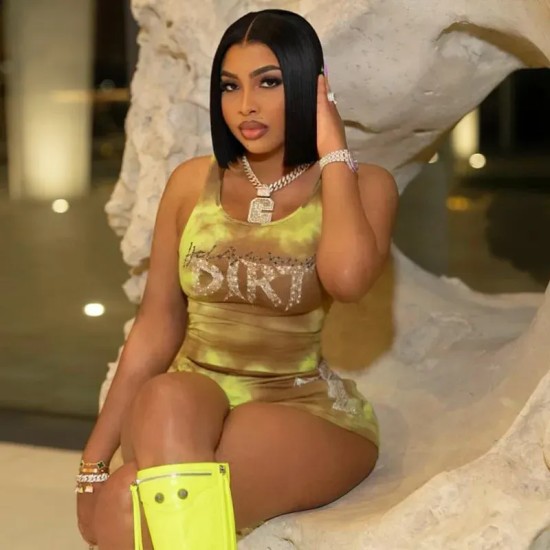 Women Fashion Alphabet Print Tank Top And Shorts Two-Piece Set