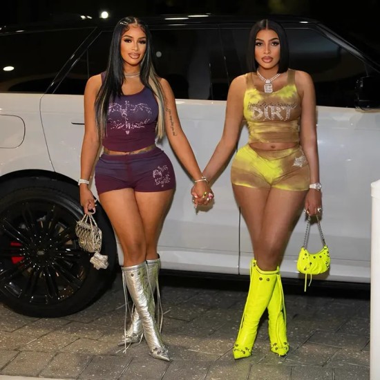 Women Fashion Alphabet Print Tank Top And Shorts Two-Piece Set