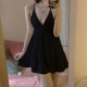 Fashion Cool Vacation Summer Elegant Women Solid Color Spaghetti Strap Swing Sling Dress