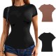 Women Basic Stretch Casual Short-Sleeved T-Shirt