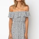 Sexy Women Summer Vacation Off-Shoulder Ruffled Short Sleeve Dress