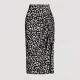 Women Fashion Sexy Floral Printed High Waist Drawstring Split Skirt