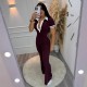 Women Fashion Casual Color-Contrast Lapel V-Neck Short-Sleeve Slim-Fit Jumpsuits