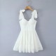 Women Fashion Sexy Solid Color Embroidered V-Neck Sleeveless Loose Dress